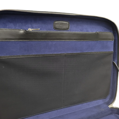 S.T. Dupont Line D 181004 black leather document holder interior with royal blue microfiber lining and storage pockets