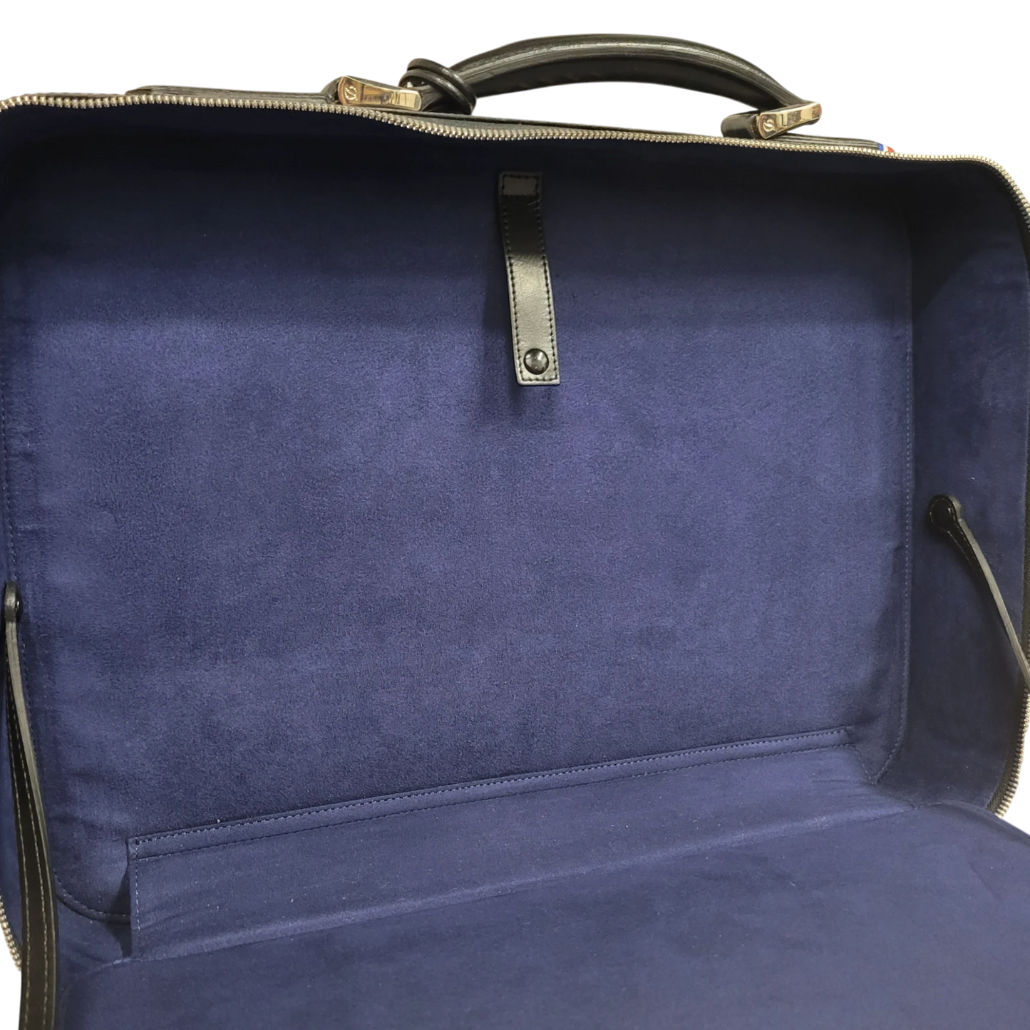 S.T. Dupont Display Model Line D 181004 black leather document holder with royal blue microfiber interior lining and leather strap closure