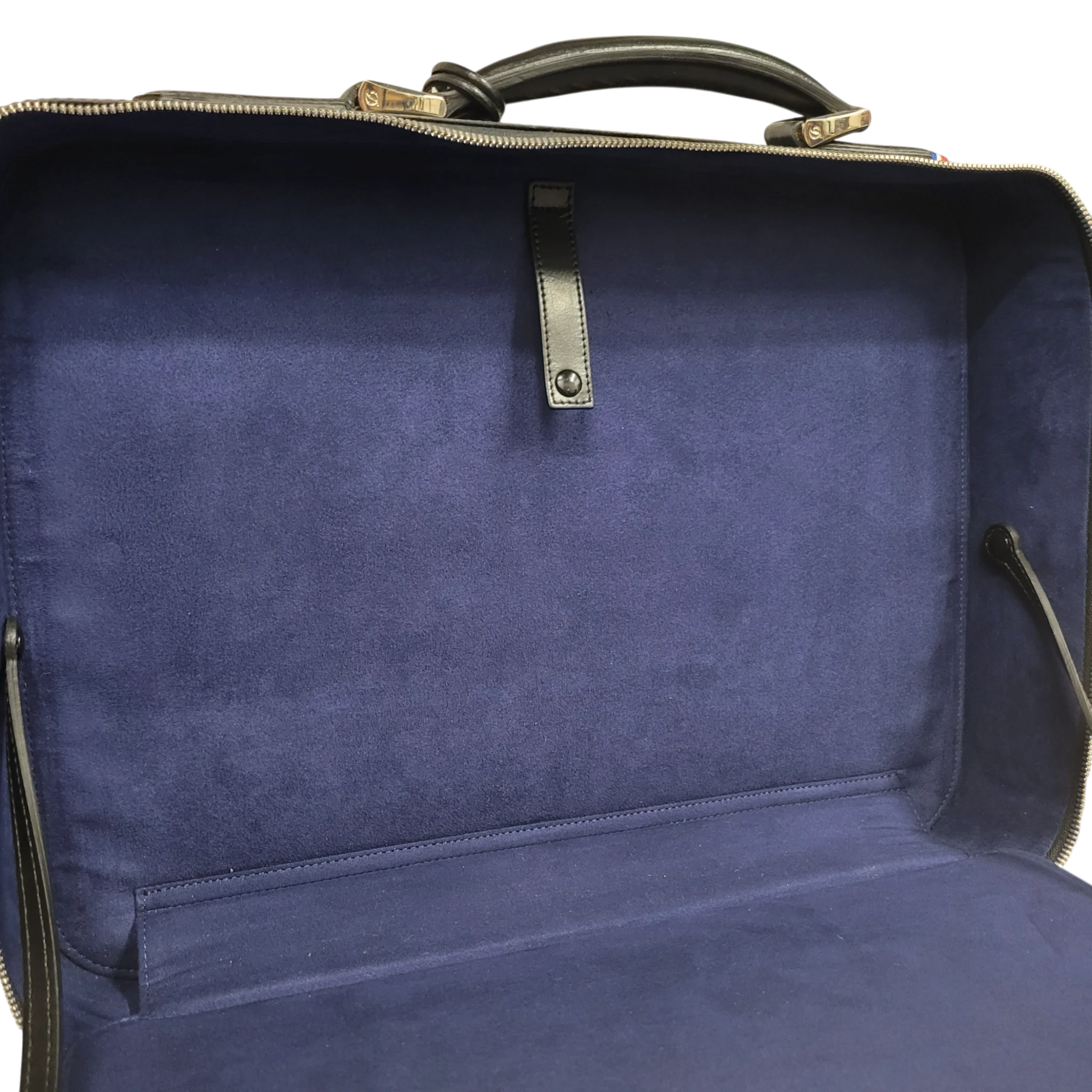 S.T. Dupont Display Model Line D 181004 black leather document holder with royal blue microfiber interior lining and leather strap closure