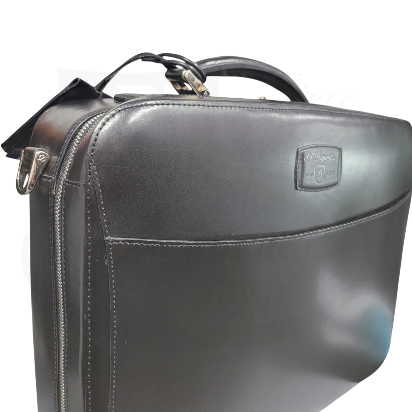 S.T. Dupont Line D 181004 black leather document holder with curved pocket and palladium hardware