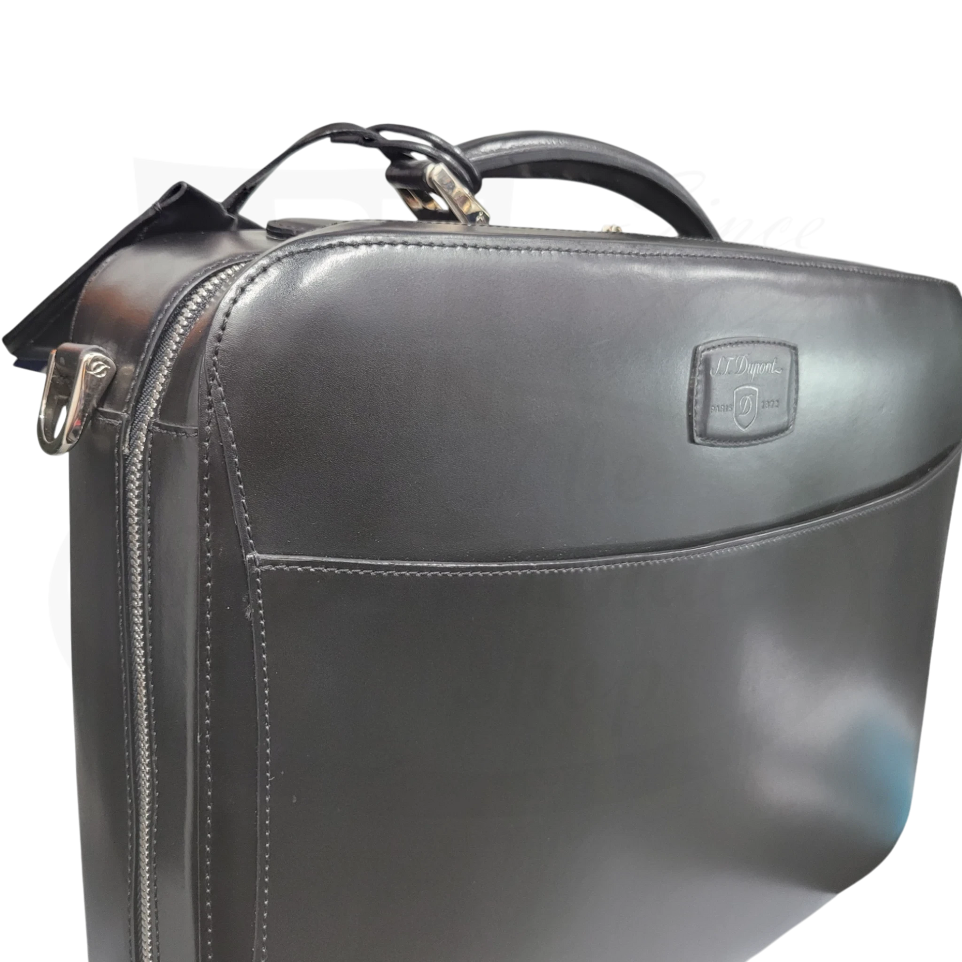 S.T. Dupont Line D 181004 black leather document holder with curved pocket and palladium hardware