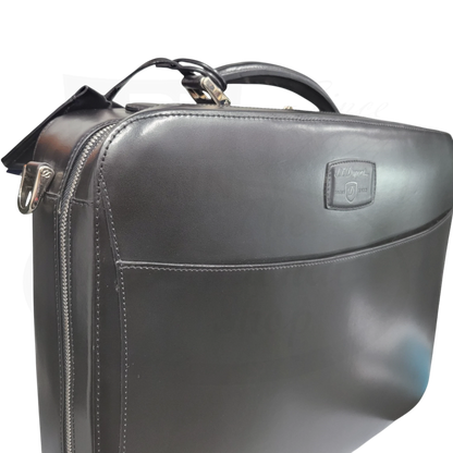 S.T. Dupont Line D 181004 black leather document holder with curved pocket and palladium hardware