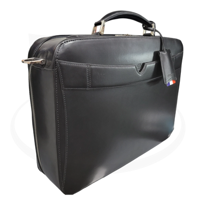 S.T. Dupont Display Model Line D Black Leather Document Holder 181004 smooth leather, curved slip pocket, luggage tag