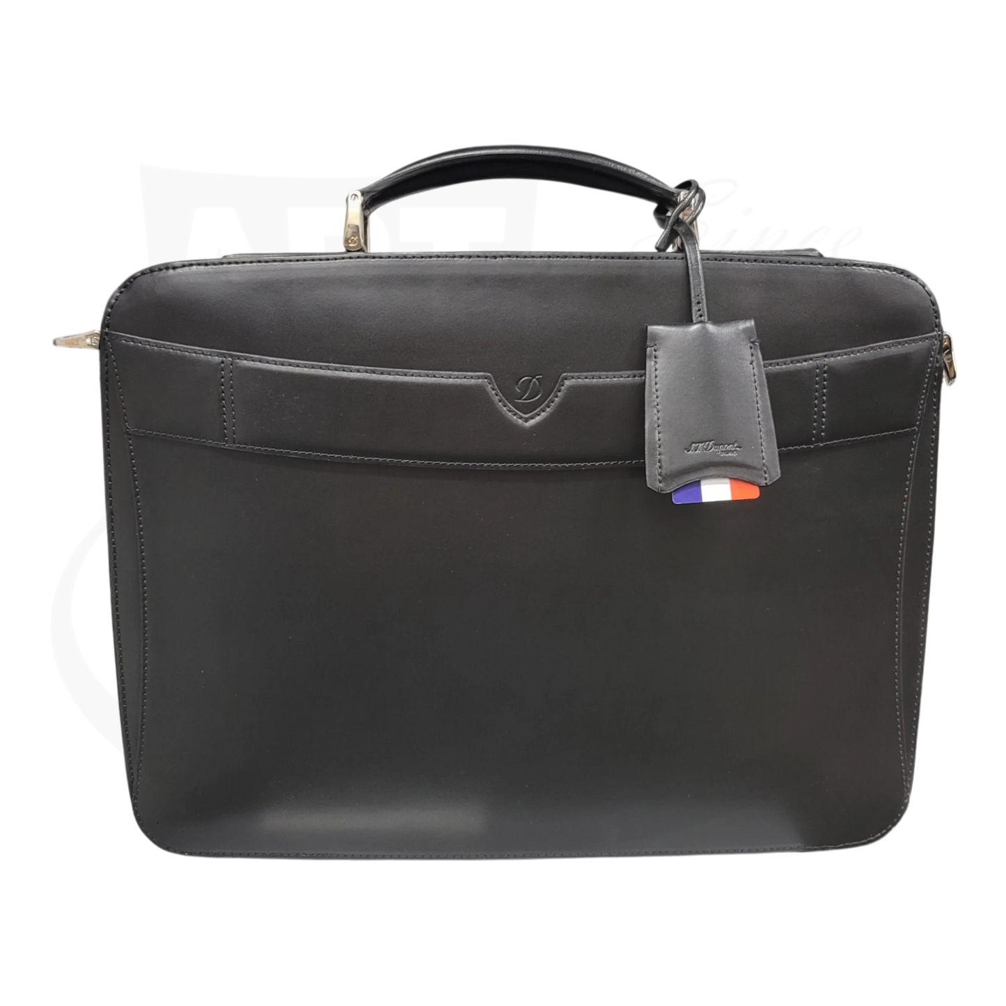 S.T. Dupont Display Model Line D 181004 black leather document holder with front slip pocket and luggage tag