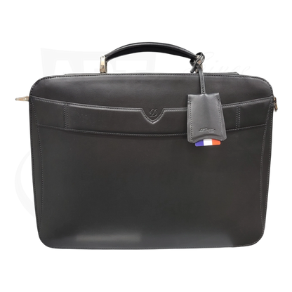 S.T. Dupont Display Model Line D 181004 black leather document holder with front slip pocket and luggage tag