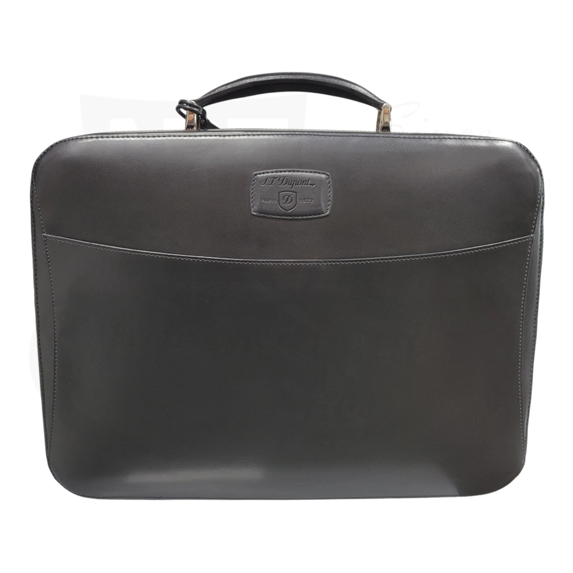 S.T. Dupont Display Model Line D 181004 black leather document holder with handle and slip pocket front