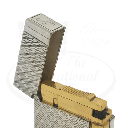 S.T. Dupont Gatsby Écossais 018102 palladium and gold lighter with textured Scottish pattern design