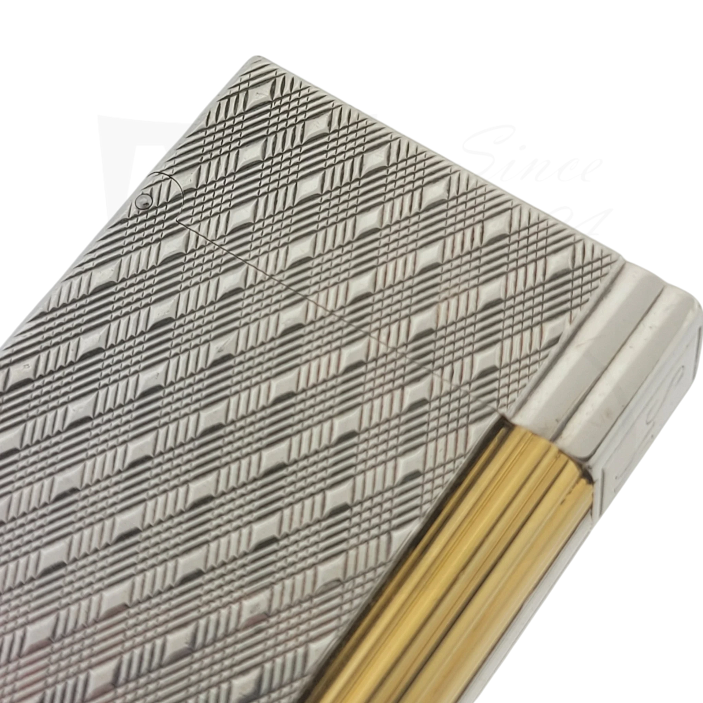 S.T. Dupont Gatsby Écossais 018102 palladium textured silver and gold striped luxury lighter