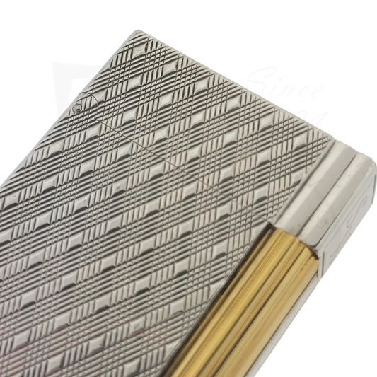 S.T. Dupont Gatsby Écossais 018102 palladium textured silver and gold striped luxury lighter