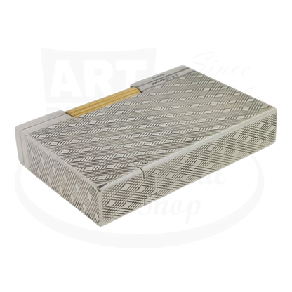 S.T. Dupont Gatsby Écossais 018102 palladium and gold lighter with engraved Scottish pattern rectangular body