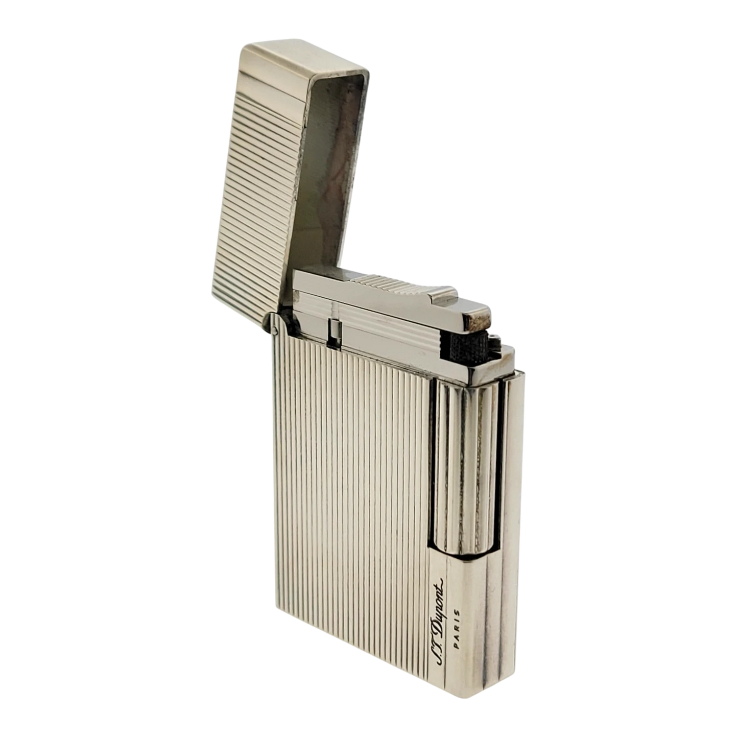 Preowned S.T. Dupont Gatsby Palladium Vertical Lines Lighter, 018137-D2