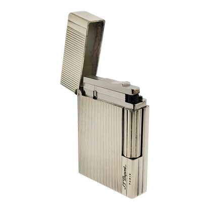 Preowned S.T. Dupont Gatsby Palladium Vertical Lines Lighter, 018137-D2