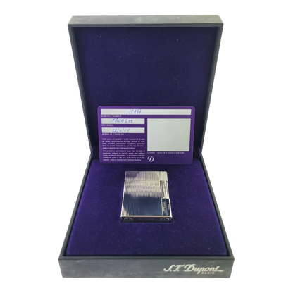 Preowned S.T. Dupont Gatsby Palladium Vertical Lines Lighter, 018137-D2