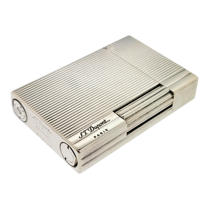 Preowned S.T. Dupont Gatsby Palladium Vertical Lines Lighter, 018137-D2