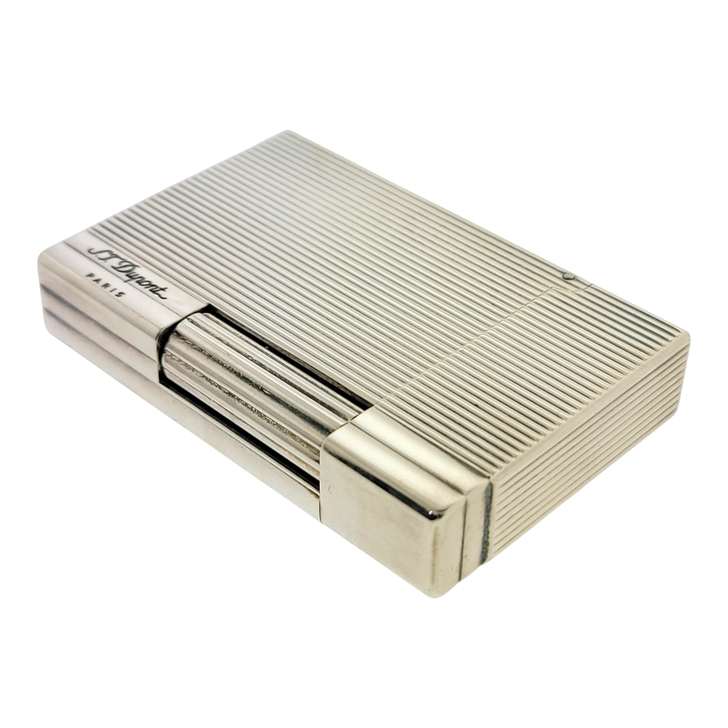 Preowned S.T. Dupont Gatsby Palladium Vertical Lines Lighter, 018137-D2