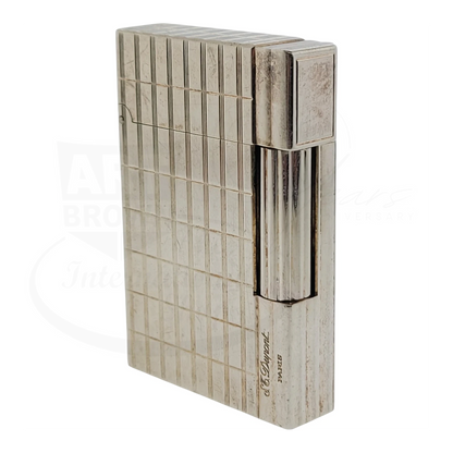 Preowned S.T. Dupont Gatsby Silver Grid Lighter, 018138-D1