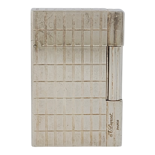 Preowned S.T. Dupont Gatsby Silver Grid Lighter, 018138-D1