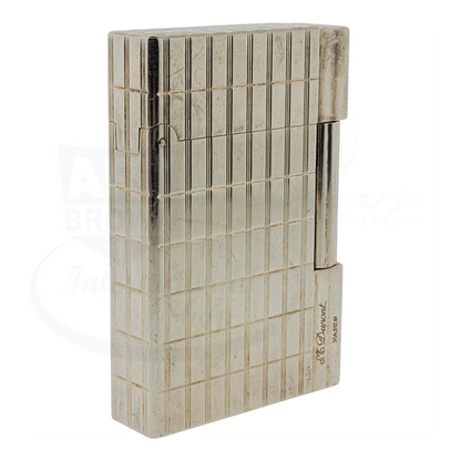 Preowned S.T. Dupont Gatsby Silver Grid Lighter, 018138-D1