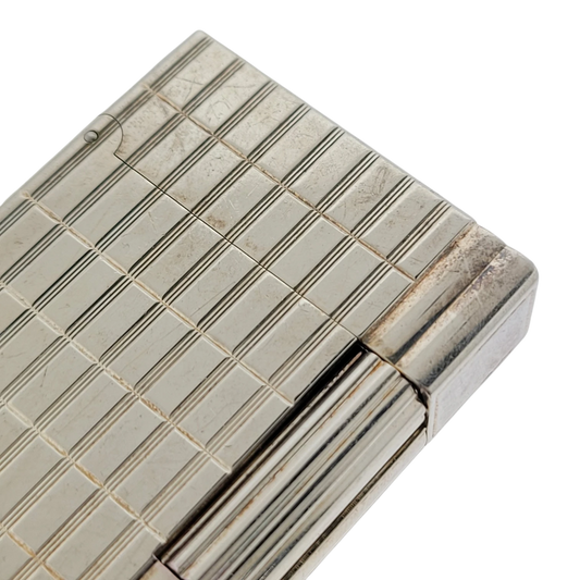 Preowned S.T. Dupont Gatsby Silver Grid Lighter, 018138-D1