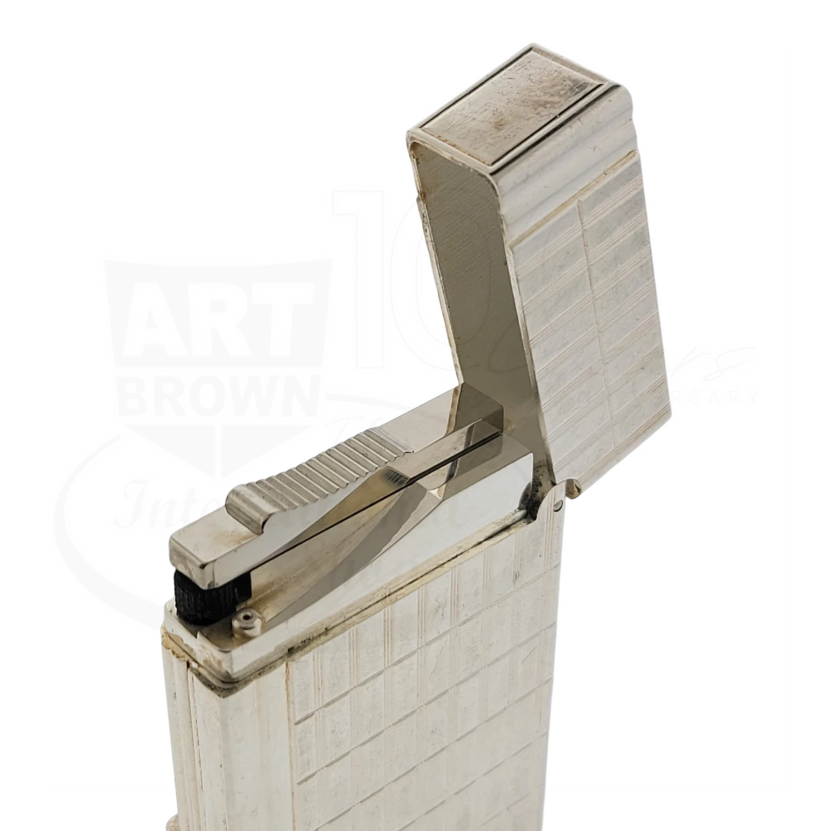 Preowned S.T. Dupont Gatsby Silver Grid Lighter, 018138-D1