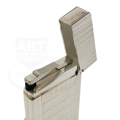 Preowned S.T. Dupont Gatsby Silver Grid Lighter, 018138-D1
