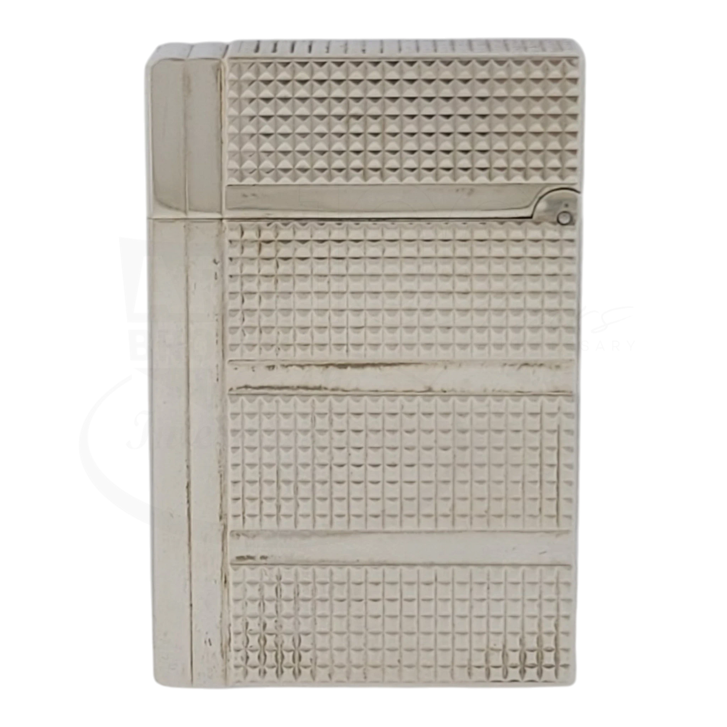 Preowned S.T. Dupont Gatsby Silver Horizontal Diamond Head Lines Lighter, 018140