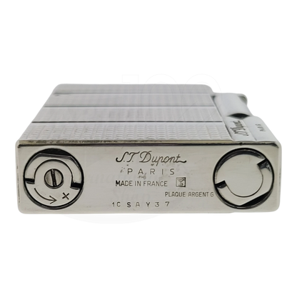 Preowned S.T. Dupont Gatsby Silver Horizontal Diamond Head Lines Lighter, 018140