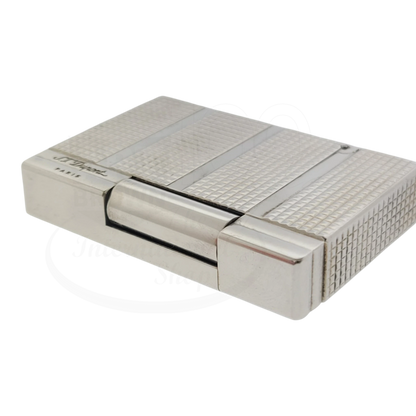 Preowned S.T. Dupont Gatsby Silver Horizontal Diamond Head Lines Lighter, 018140