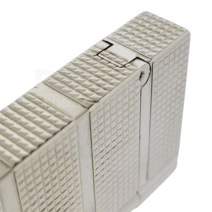 Preowned S.T. Dupont Gatsby Silver Horizontal Diamond Head Lines Lighter, 018140