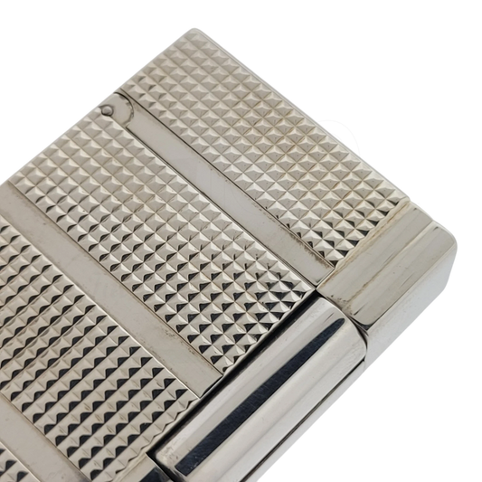 Preowned S.T. Dupont Gatsby Silver Horizontal Diamond Head Lines Lighter, 018140