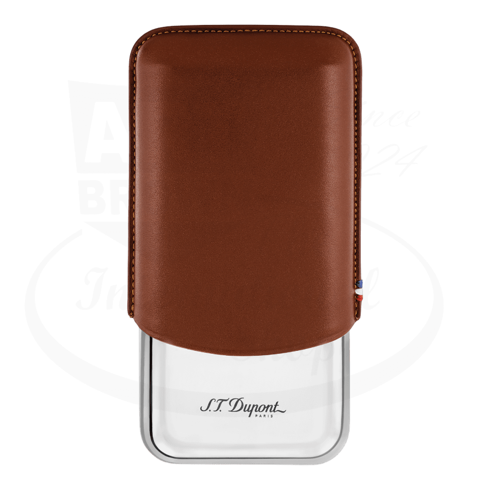 S.T. Dupont  Metal Base Brown 3 Cigar Case, 183021