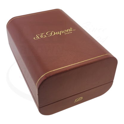 S.T. Dupont Soubreny 019205-D1 brown leather box with gold logo, vintage style, preowned packaging case