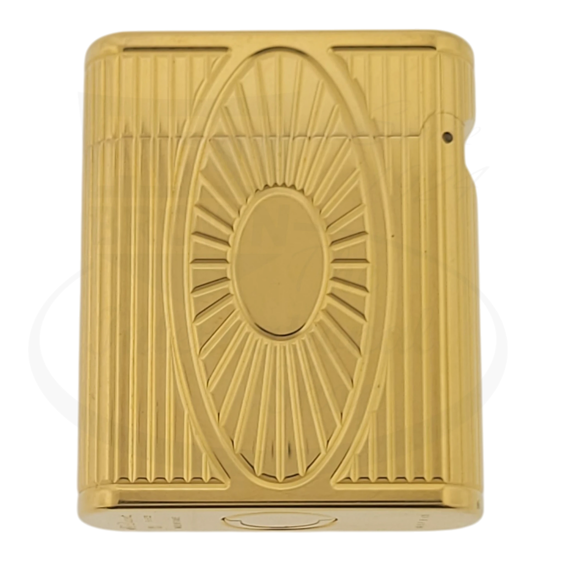 S.T. Dupont Soubreny Gold Sun Medallion 019205-D1 gold-plated lighter with engraved sunburst guilloche pattern