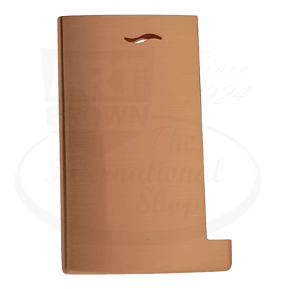 S.T. Dupont Slim 7 copper metal replacement shell, rectangular shaped exterior casing with curved notch at top, brushed metallic finish