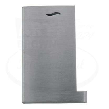 S.T. Dupont Slim 7 replacement shell in brushed stainless steel, rectangular panel with curved cut-out handle, metallic finish exterior casing