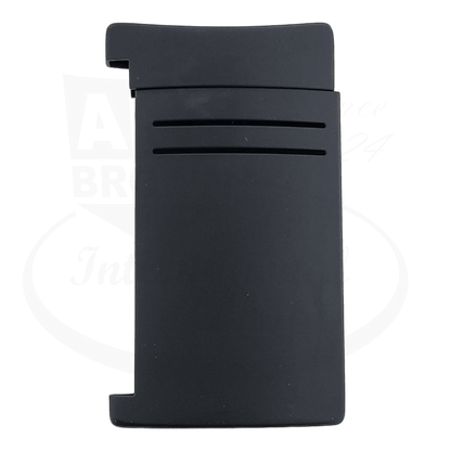 ST Dupont Maxijet replacement shell in matte black aluminum with horizontal ventilation lines, designed for exterior lighter casing