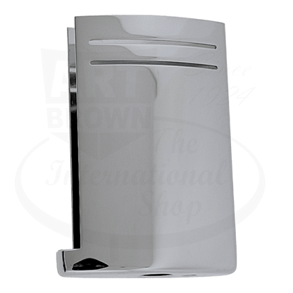 S.T. Dupont Maxijet metal replacement shell, chrome-plated exterior casing with sleek horizontal lines, curved profile design, single-piece construction