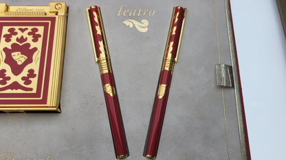 S.T. Dupont Limited Edition Teatro Collectors Red Lacquer and Gold Set
