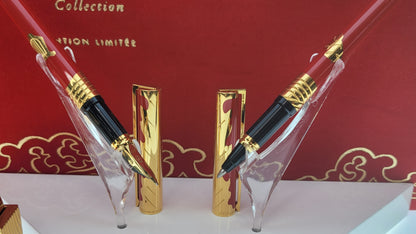 S.T. Dupont Limited Edition Teatro Collectors Red Lacquer and Gold Set