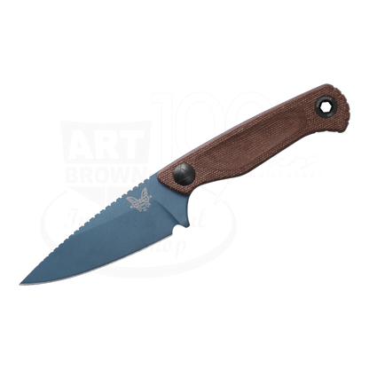 Benchmade Dacian™ Brown Canvas Micarta Spear-point knife with blue blade and textured brown handle, gallery position 1 square image