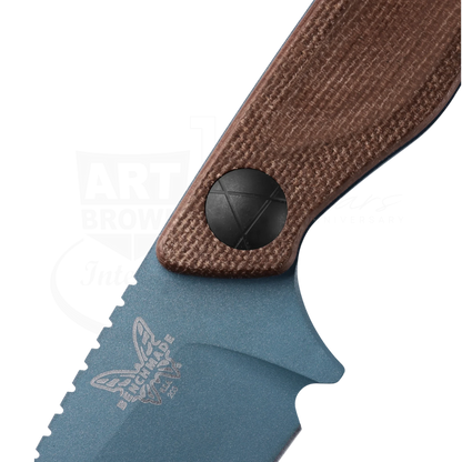 Benchmade Dacian™ Brown Canvas Micarta Spear-point close-up on gallery 2 showing blade and textured handle detail