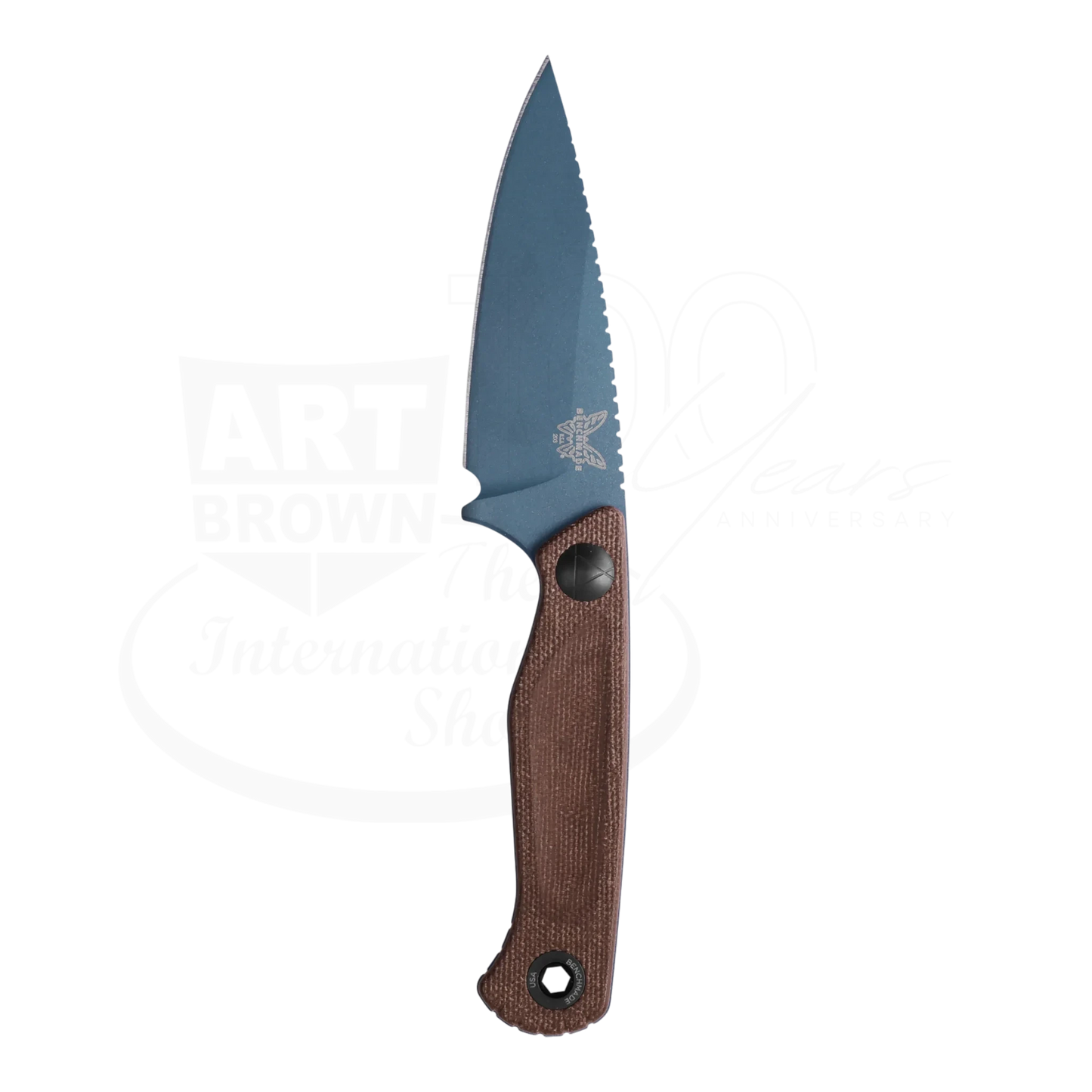 Benchmade Dacian™ Brown Canvas Micarta Spear-point knife with sharp blade and textured handle square image gallery 4