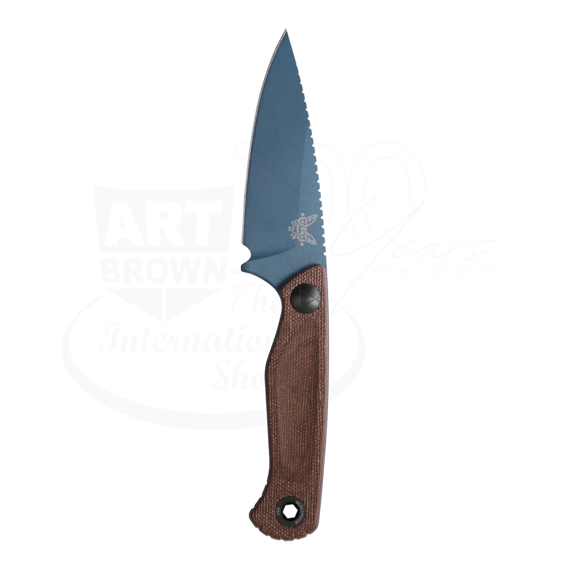 Benchmade Dacian™ Brown Canvas Micarta Spear-point knife with sharp blade and textured handle square image gallery 4