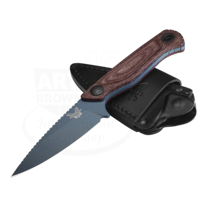 Benchmade Dacian™ Brown Canvas Micarta Spear-point knife with leather sheath, gallery position 3, 2048x2048 square image