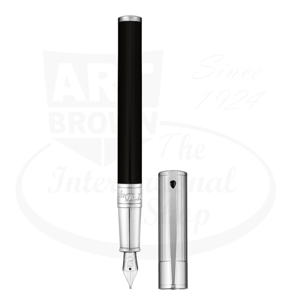 S.T. Dupont D-Initial Black Chrome Fountain Pen, 260204