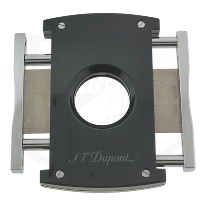S.T. Dupont Maxijet Cigar Cutter 003265-D1 black lacquer with stainless steel blades and frame, preowned with surface scratches