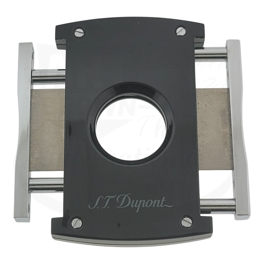 S.T. Dupont Maxijet Cigar Cutter 003265-D1 black lacquer with stainless steel blades and frame, preowned with surface scratches