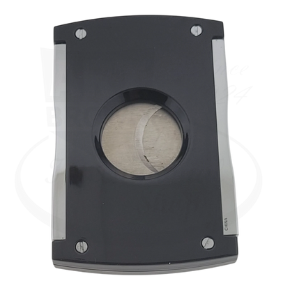 S.T. Dupont Maxijet Cigar Cutter 003265-D1 black lacquer with metal accents, visible surface scratches, preowned