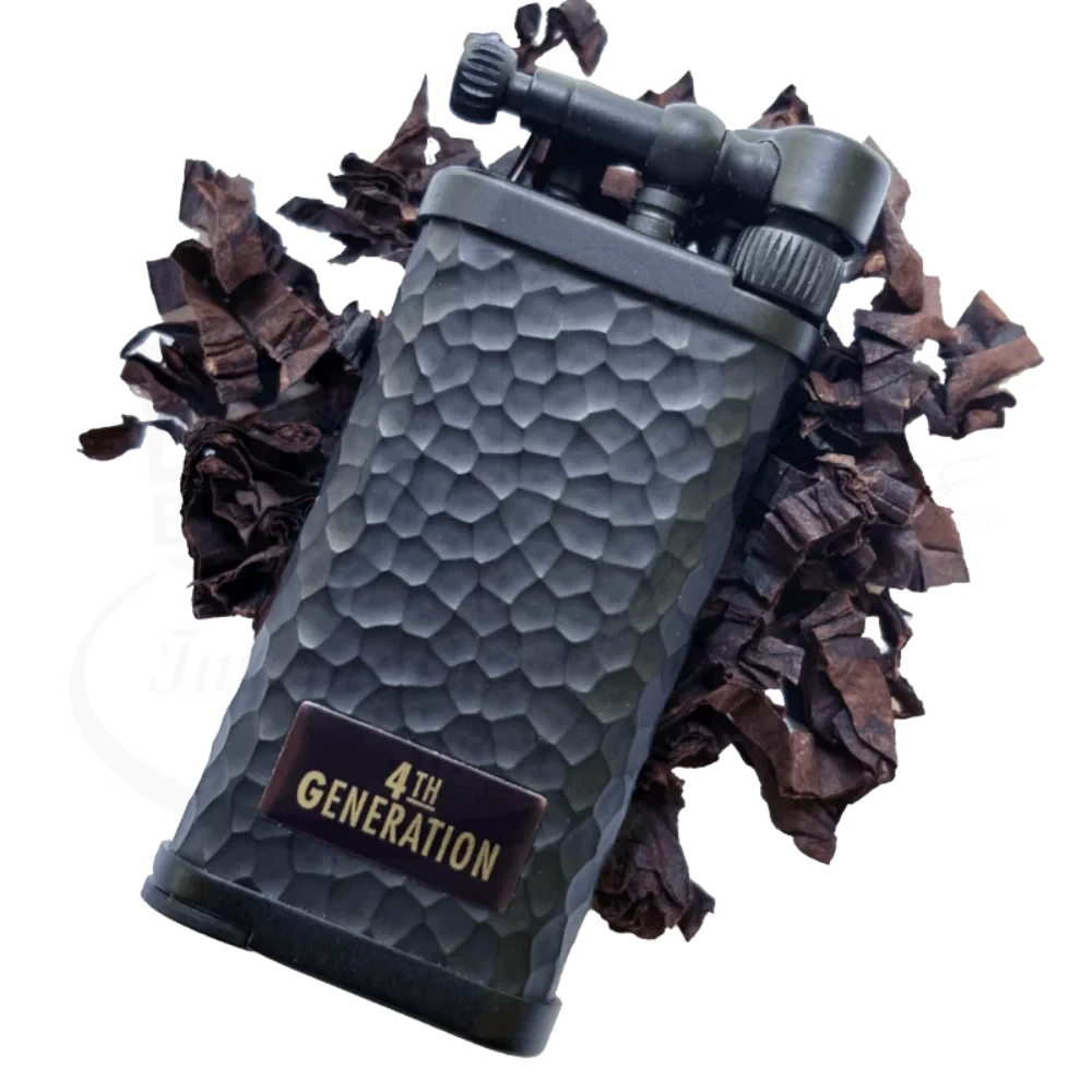 IM Corona 4th Generation Old Boy Perique Black Hammered Pipe Lighter with textured metal case, gallery position 1, 1000x1000 square