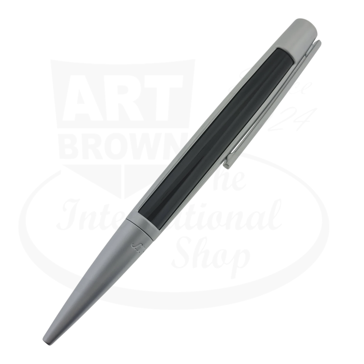 S.T. Dupont Defi Ballpoint pen in black and chrome finish.